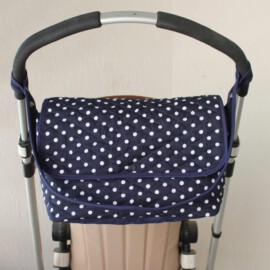 Bolso para Carritos de Bebés  , lunares sobre fondo azul marino