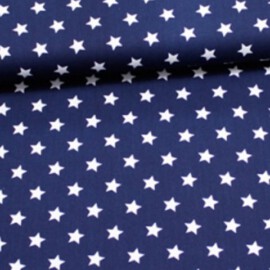 Tela color azul con estrellas blancas de 1 cm