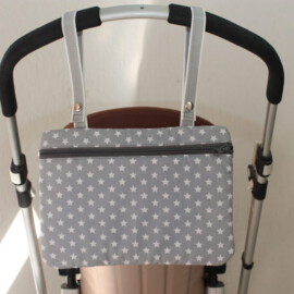Bolso para carritos de Bebés  ,Tela con estrellas  de color gris