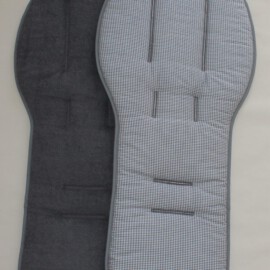 Dos colchonetas para "Bugaboo Donkey" , Tela de cuadros Vichy de color gris