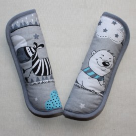 Cubre cinturones ,dibujos de animales  de color gris