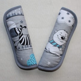 Cubre cinturones ,dibujos de animales  de color gris