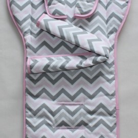 Conjunto a juego para  "Emmaljunga" , ZigZag gris,rosa/blanco