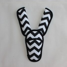 Cubre cinturones y almohadilla para hebilla, ZigZag negro/blanco