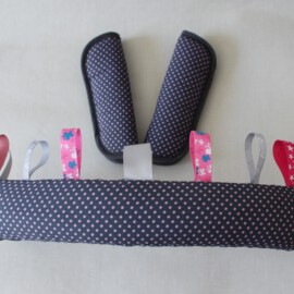 Funda para la barra + cubrecinturones , color gris con lunares pink