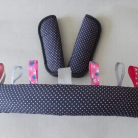 Funda para la barra + cubrecinturones , color gris con lunares pink