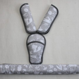 Funda para la barra , cubrecinturones y almohadilla , color gris con animales