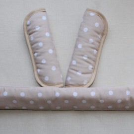 Funda para la barra + cubrecinturones , color beige con lunares