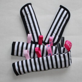 Funda para la barra + cubrecinturones ,rayas de color negro /blanco