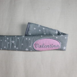 Protector Barra de Seguridad , con Nombre bordado ! gris con estrellas