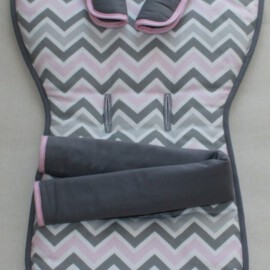Conjunto a juego para  " Quinny ", Zig Zag ” de color gris /rosa