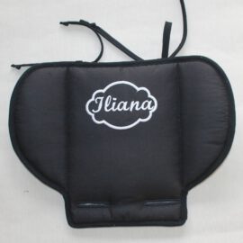 Almohada para carritos de bebe ,con nombre bordado, color negro