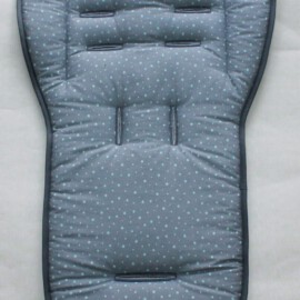 Colchoneta para "Quinny" ,Tela de color gris con lunares de color mint