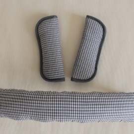 Funda para la barra + cubrecinturones , de cuadros Vichy de color gris