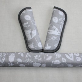 Funda para la barra + cubrecinturones ,animales sobre fondo gris