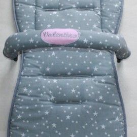 Conjunto a juego para  "Joie", Estrellas de color gris, con nombre bordado