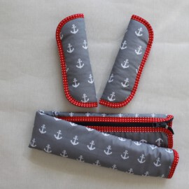 Funda para la barra + cubrecinturones , tela estampada con anclas