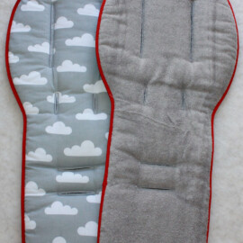 Dos colchonetas para "Bugaboo Donkey" ,Tela de color gris con nubes