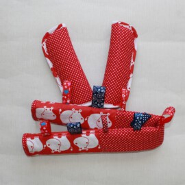 Funda para la barra + cubrecinturones ,roja con dibujos de hipopótamo