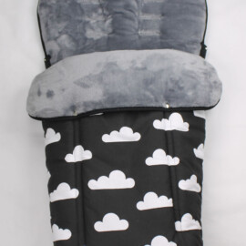 Saco para silla de paseo "TFK" , nubes blancas sobre fondo negro