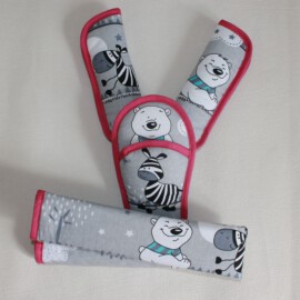 Funda para la barra , cubrecinturones y almohadilla , gris con dibujos de animales