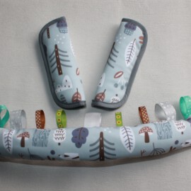 Funda para la barra + cubrecinturones ,Tela impermeable color gris con dibujos de Bosque