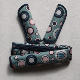 Funda para la barra + cubrecinturones ,Tela impermeable de color verde con lunares