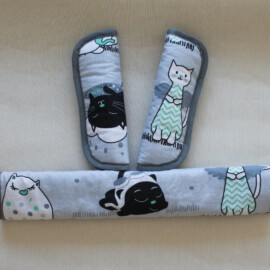 Funda para la barra + cubrecinturones ,animales sobre fondo gris