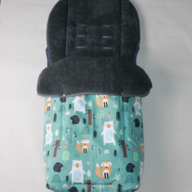 Saco para silla de paseo "Joie" ,Tela impermeable de color mint , Animales del Bosque
