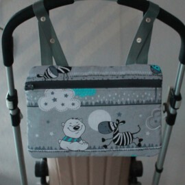 Bolso para carritos de Bebés  ,animales sobre fondo gris