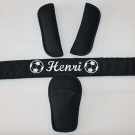 Funda para la barra , cubrecinturones y almohadilla de color negro con nombre bordado