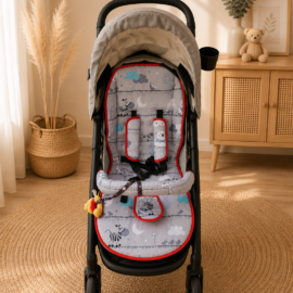 Conjunto a juego para “Joie” ,estampada con dibujos de animales gris/rojo