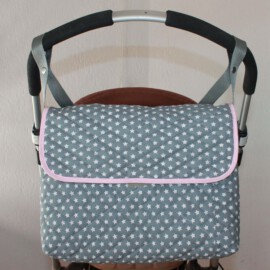 Bolso para Carritos de Bebés  , Tela de color gris con estrellas