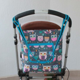 Bolso para carritos de Bebés  ,tela gris con dibujos de búhos,