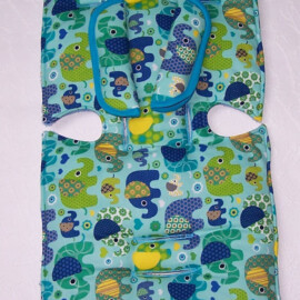 Conjunto a juego para "Maclaren",Tela con dibujos de elefantes ,mint