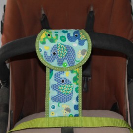 Correa de entrepierna para carrito de bebé ,dibujos de elefantes  de color verde