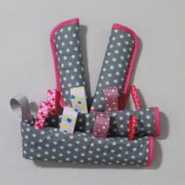 Funda para la barra + cubrecinturones , estrellas de color gris/rosa