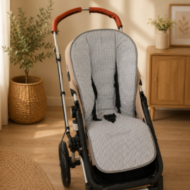 Colchoneta para "Bugaboo" , cuadros Vichy de color gris