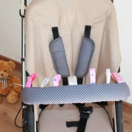 Funda para la barra + cubrecinturones , tela de color gris con lunares