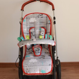 Conjunto a juego para  "Bugaboo", animales de color gris / rojo