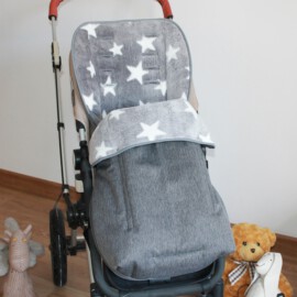 Saco para silla de paseo"Joolz" , Tela impermeable espiga gris /forro polar