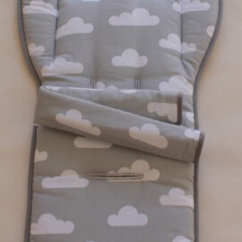 Conjunto a juego para "ABC Design " , nubes blancas sobre fondo gris