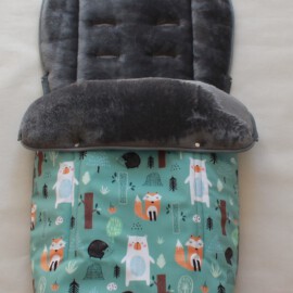 Saco para silla de paseo "Hauck " ,Tela impermeable de color mint , Animales del Bosque