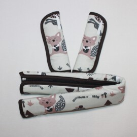 Funda para la barra + cubrecinturones ,animales sobre fondo beige