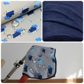 Impermeable manopla para cochecito ,Softshell de color gris/azul