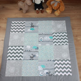 Manta para bebe Patchwork gris/azul