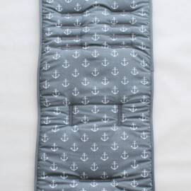 Colchoneta para  "Baby Jogger", Tela color gris con anclas /tela de toalla