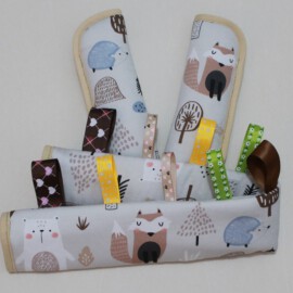 Funda para la barra + cubrecinturones ,animales sobre fondo beige