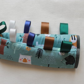 Protector para barra de seguridad ,Tela de color petróleo con animales