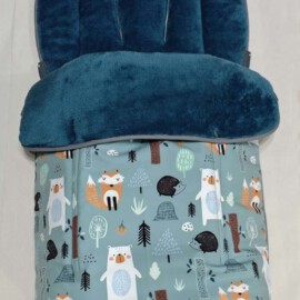 Saco para silla de paseo "Cybex" , Tela impermeable de color mint , Animales del Bosque